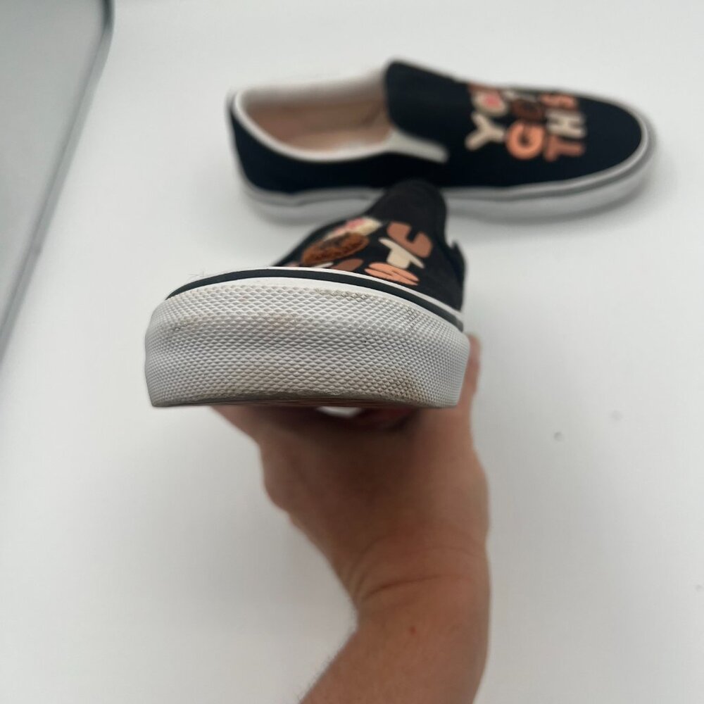 Vans Slip-On Sneakers "You Got This" Black Canvas Women’s Size 6 - Picture 7 of 11